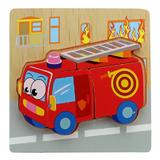 Puzzle masina Pompieri-In, lemn, incastru, 5 piese