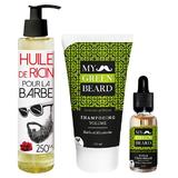 Pachet Promo pentru crestere barba si mustata - Ulei de ricin crestere barba si Sampon volum si Ulei barba Originelle 250ml + 150ml + 30ml