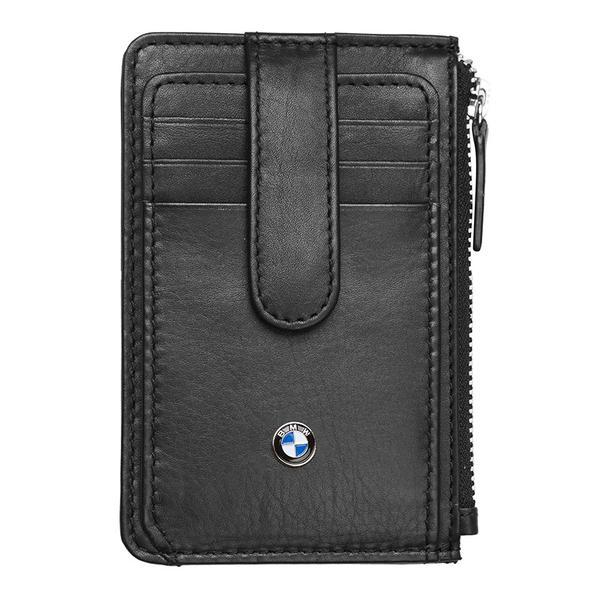 Mini Portofel din piele naturala, pentru barbati, cu sigla Bmw, negru