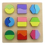 Puzzle forme geometrice C, lemn incastru, Montessori educational, 19 piese