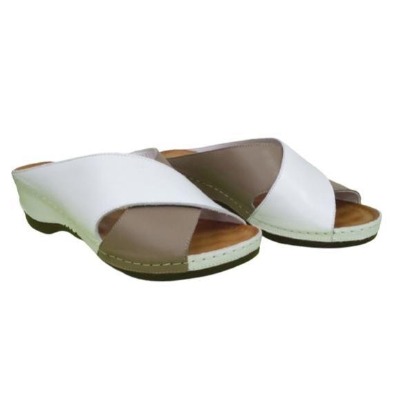 Saboti dama, piele naturala italia, anna viotti 05-03, alb/maro, 39