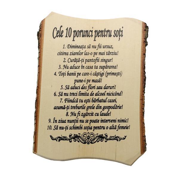 Tablou cele 10 porunci pentru soti, aplica perete lemn, 20 x 26 cm