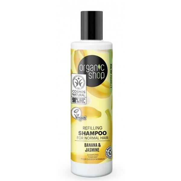 Sampon Tonifiant cu Banane si Iasomie Refilling Banana & Jasmine Organic Shop, 280 ml