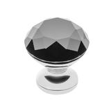 Buton pentru mobila cristal Crpb, finisaj crom lucios+cristal negru, D:30 mm