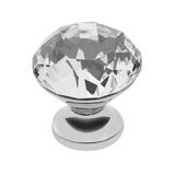 Buton pentru mobila cristal Crpb, finisaj crom lucios+cristal transparent, D:30 mm