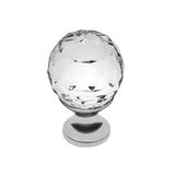 Buton pentru mobila cristal CRPA, finisaj crom lucios+cristal transparent, D:30 mm