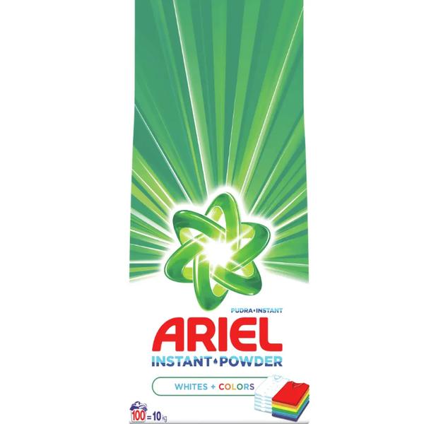 Detergent automat pudra pentru rufe albe si colorate - ariel color instant powder whites + colors, 10 kg