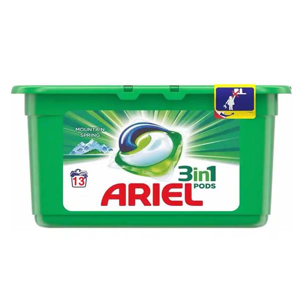 Detergent capsule cu aroma primavaratica de munte - ariel all in 1 pods mountain spring, 13 buc