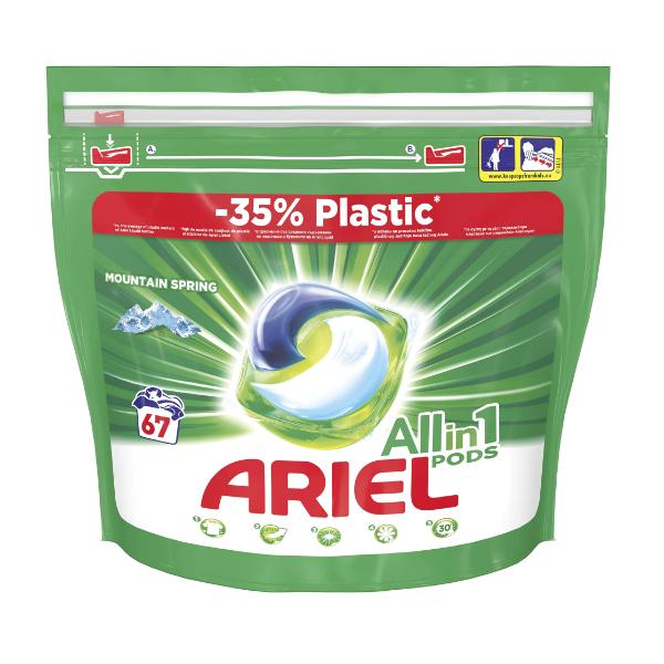Detergent Capsule cu Aroma Primavaratica de Munte – Ariel All in 1 Pods Mountain Spring, 67 buc