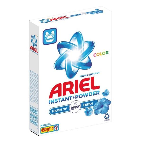Detergent Manual Pudra pentru Rufe Colorate - Ariel Color Instant Powder Touch of Lenor Fresh, 450 g