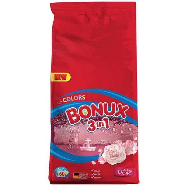 Detergent Automat Pudra 3 in 1 cu Aroma de Trandafir pentru Rufe Colorate – Bonux 3 in 1 for Colors Rose, 6000 g