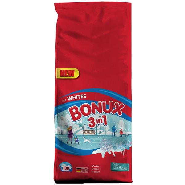  detergent automat pudra 3 in 1 cu aroma proaspata de iarna pentru rufe albe - bonux 3 in 1 for whites polar ice fresh, 10 kg