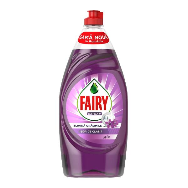 Detergent de Vase cu Aroma de Liliac – Fairy Extra+ Aroma de Liliac, 900 ml