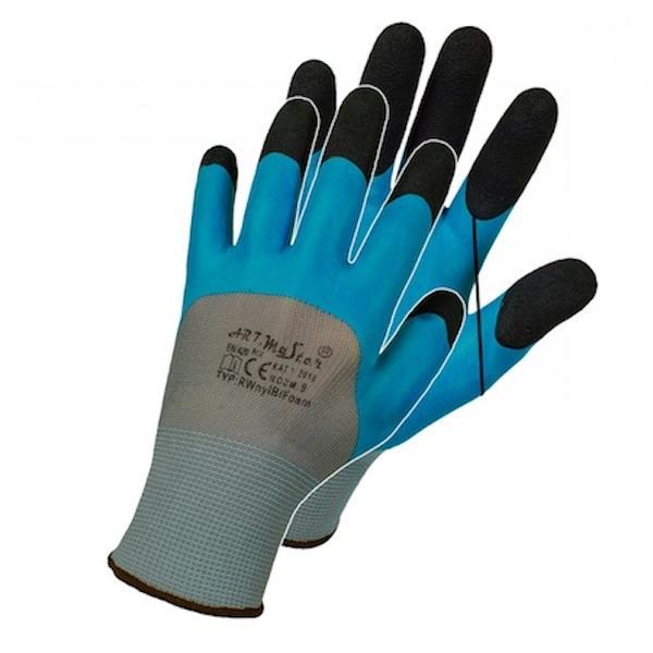 Manusi de protecție artmas rwnylbi foam, culoarea albastru-negru-gri, mărime 10