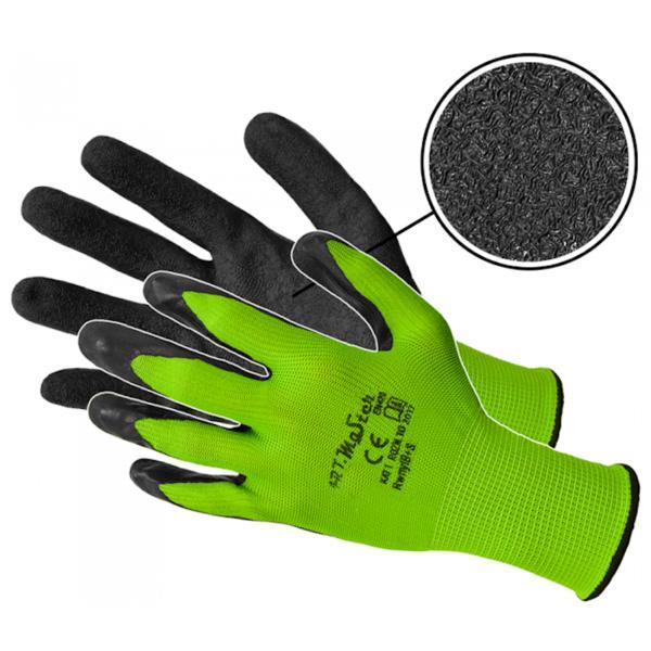 Mănusi de protecție artmas rwnyl b+s cat.1, acoperite cu latex, culoarea negru + galben, mărime 10