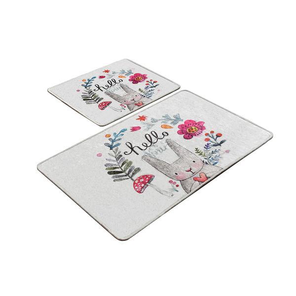 Set 2 covorase baie hello spring, 60 x 100 cm, 50 x 60 cm, antiderapant, multicolor