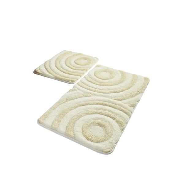 Set 2 covorase baie wave ecru, 60x100 cm, 50x60 cm, antiderapant, crem