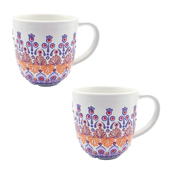 Set cani pentru cafea/ ceai, pictate manual, 2 buc/ set, zia fashion, sofia