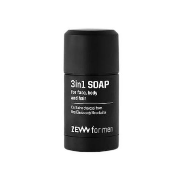 Sapun natural 3 in 1, pentru fata, corp, par, cu carbune din Muntii Bieszczady, efect antibacterian, hidrateaza pielea in profunzime, Zew for men, 85 ml antibacterian imagine noua