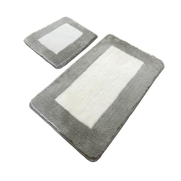 Set 2 covoare baie same, 60x100 cm, 50x60 cm, antiderapant, gri-crem