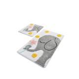 Set 2 covoare baie Big Elephant, 60x100 cm, 50x60 cm, Antiderapant, Gri