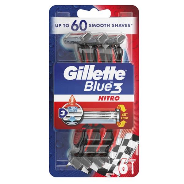 Aparat de Ras cu 3 Lame – Gillette Blue 3 Pride Nitro, 6 buc