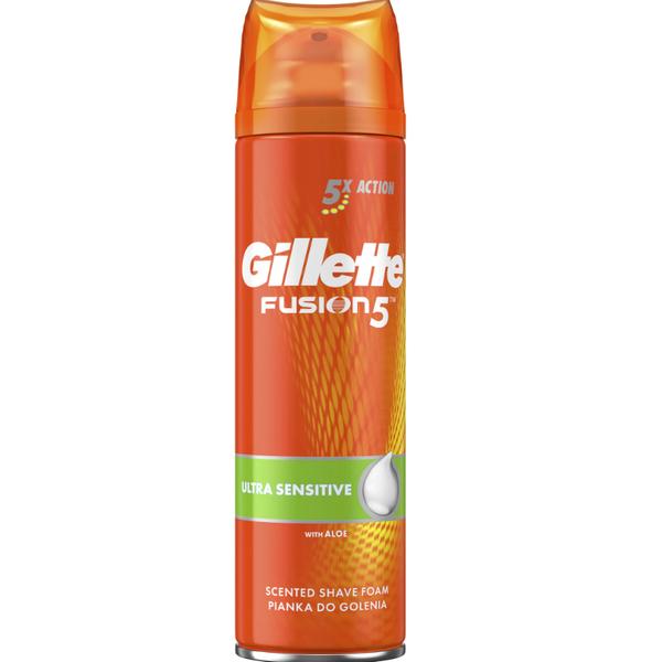 Spuma de Ras cu Aloe Vera pentru Pielea Sensibila – Gillette Fusion 5 Ultra Sensitive with Aloe Scented Shave Foam, 250 ml esteto.ro
