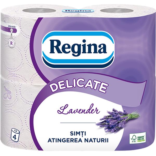 Hartie igienica cu parfum de lavanda 3 straturi - regina delicate lavender, 4 role