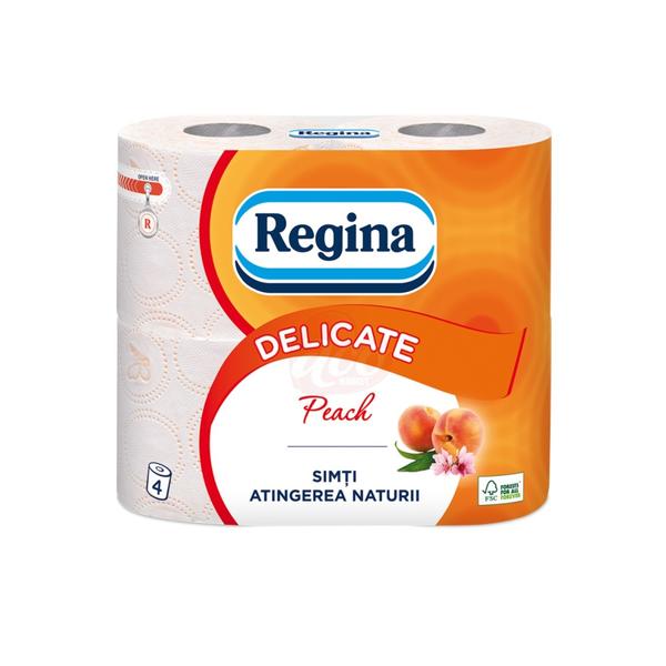 Hartie Igienica cu Parfum de Piersica 3 straturi – Regina Delicate Peach, 4 role