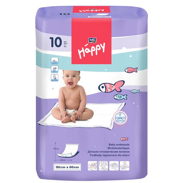 Aleze Absorbante pentru Copii – Happy Baby Underpads, 90cm x60 cm, 10 buc