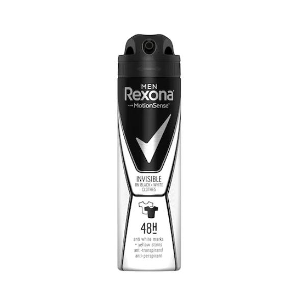 Deodorant Antiperspirant Spray pentru Barbati – Rexona Men MotionSense Invisible Black&White 48h, 150ml esteto.ro Deodorante barbati
