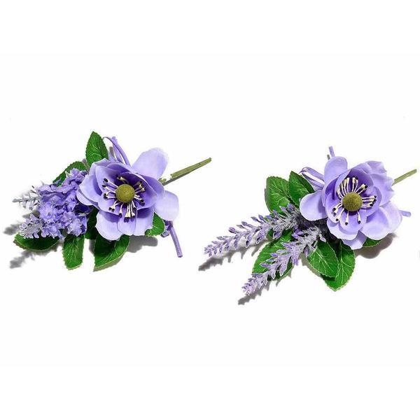 Set 2 crengute artificiale cu lavanda si anemone 14 cm - decorer