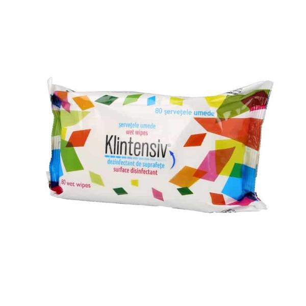 Servetele umede pentru suprafete - klintensiv wet wipes surface desinfectant, 80 buc