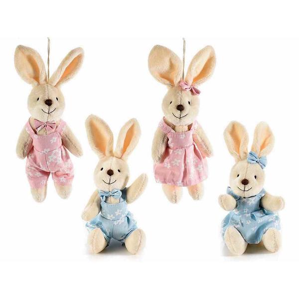 Set 4 figurine iepurasi suspendabili din textil 7x5x21 cm - decorer
