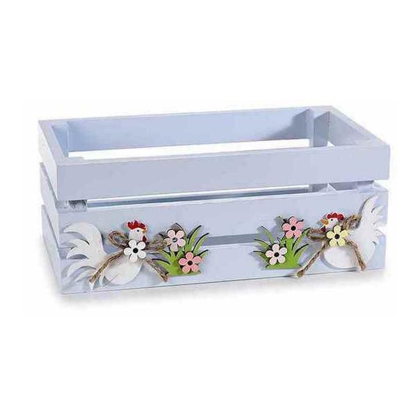 Cos din lemn bleu model gaini 18x11x7 cm - decorer