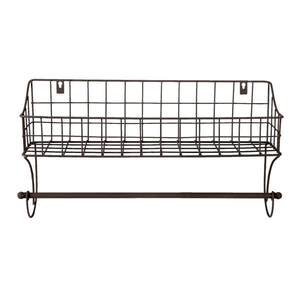 Suport prosop de perete cu etajera din fier maro 44x12x25 cm - decorer