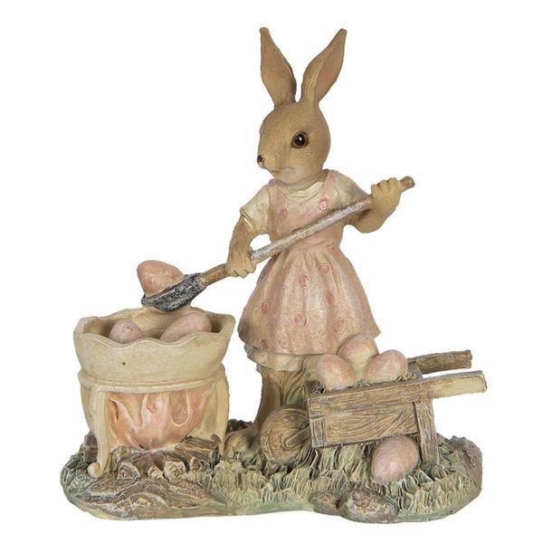 Figurina iepuras paste girl din polirasina 12x6x12 cm - decorer
