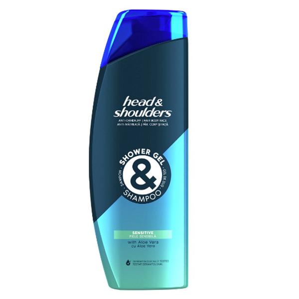 Sampon si Gel de Dus pentru Piele Sensibila, Barbati – Head&Shoulders Anti-Dandruf Shower Gel& Shampoo Sensitive, 360 ml esteto.ro