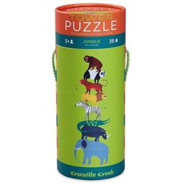 Puzzle Educativ, Animalele din Jungla în Cutie cu Formă Originală - Crocodile Creek