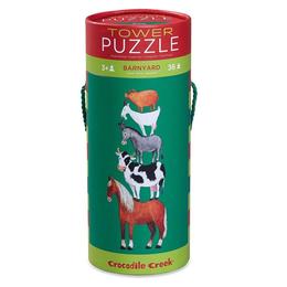 Puzzle Educativ, Animalele de la Fermă în Cutie cu Formă Originală - Crocodile Creek