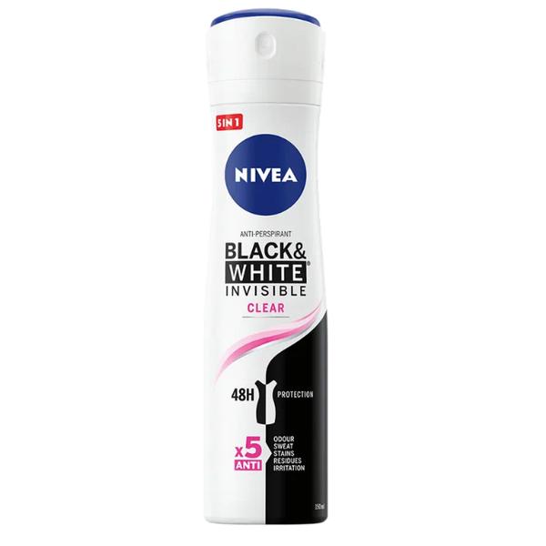 Deodorant Antiperspirant Spray Fara Urme pentru Femei - Nivea Black&amp;White Invisible Clear, 150ml