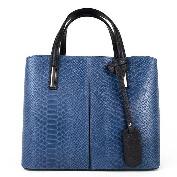 Geanta dama merle gt1016, piele naturala, albastru denim