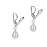 Cercei Argint Clips cu Perle Naturale Teardrops Albe - Cadouri si Perle