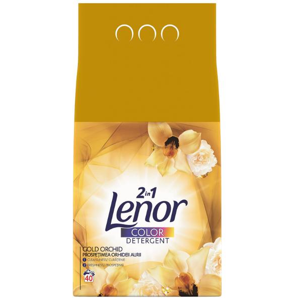 Detergent pudra automat pentru rufe colorate cu parfum de orhidee - lenor 2 in 1 color gold orchid detergent, 4000 g