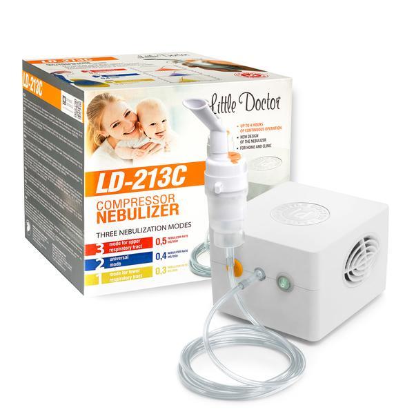 Aparat aerosoli Little Doctor LD-213C, nebulizator cu compresor, 3 moduri de nebulizare, pentru uz casnic si profesional, Alb