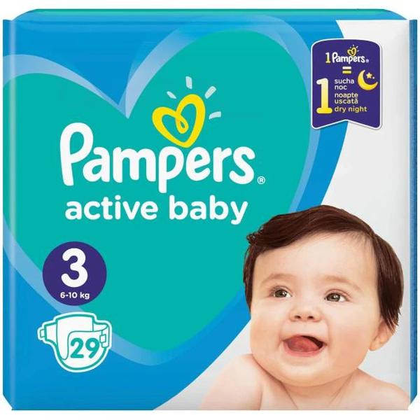 Scutece pentru Bebelusi - Pampers Active Baby, marimea 3 (6-10 kg), 29 buc