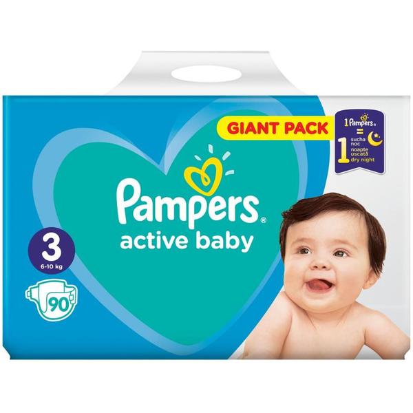 Scutece pentru Bebelusi – Pampers Active Baby, marimea 3 (6-10 kg), 90 buc