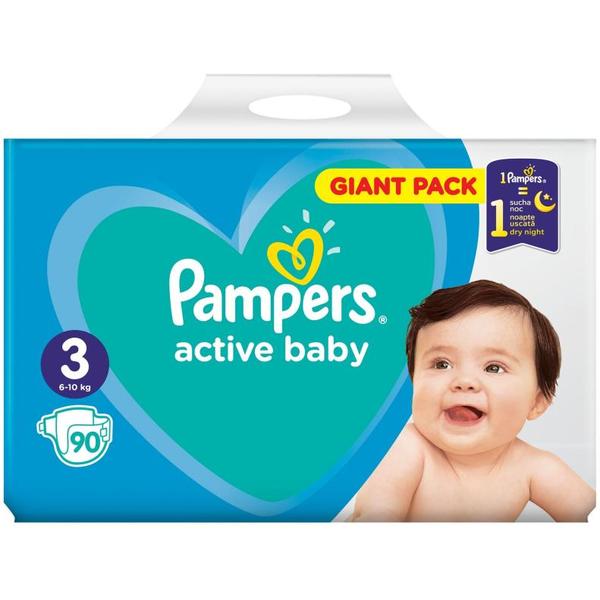 Scutece pentru bebelusi - pampers active baby, marimea 3 (6-10 kg), 90 buc