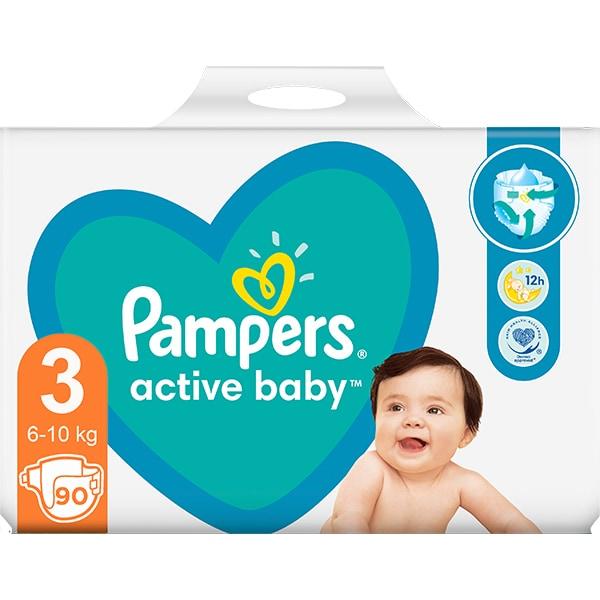 Scutece pentru Bebelusi - Pampers Active Baby, marimea 3 (6-10 kg), 90 buc