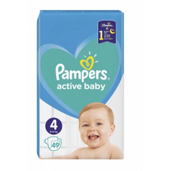 Scutece pentru Bebelusi – Pampers Active Baby, marimea 4 (9-14 kg), 49 buc